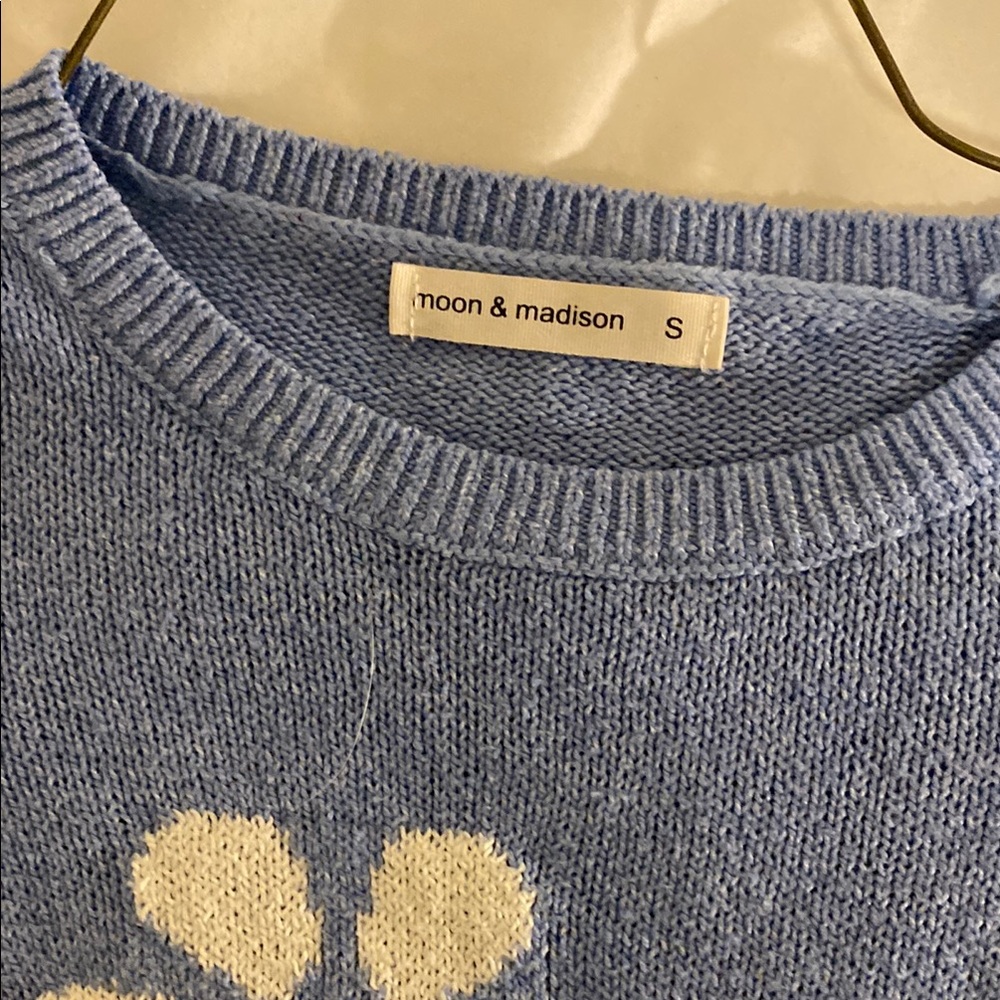 Moon & Madison Blue and White Crew Neck Sweater
